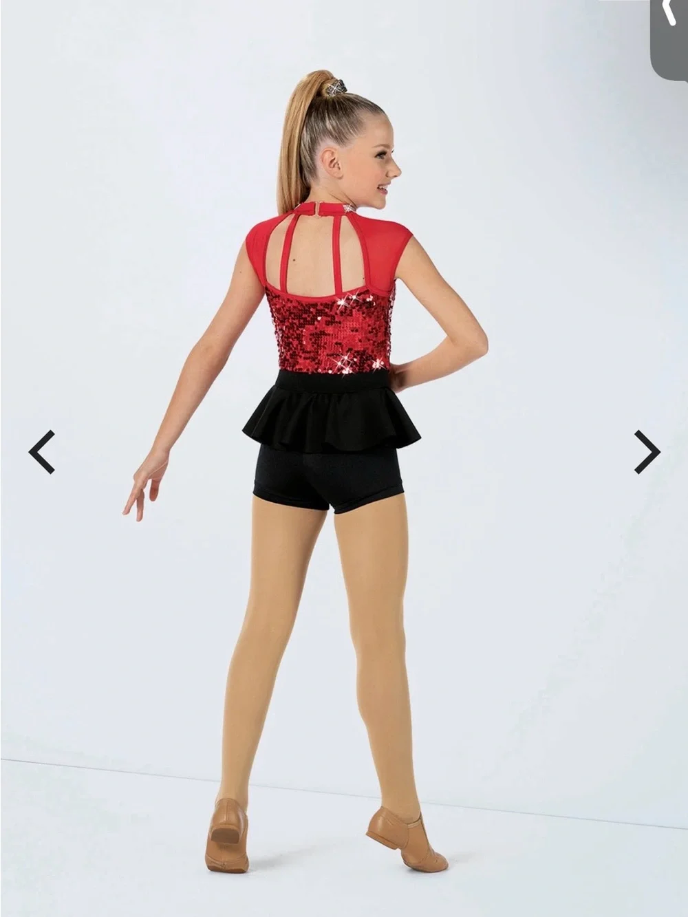 Red Sequin Peplum Dance Costume - Kids
